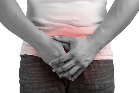 Schmerzen im Perineum bei Prostatitis.